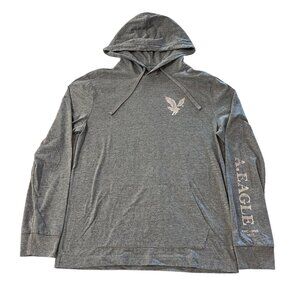 American Eagle Mens Super Soft Gray Long Sleeve Hoodie Standard Fit Cotton - XS